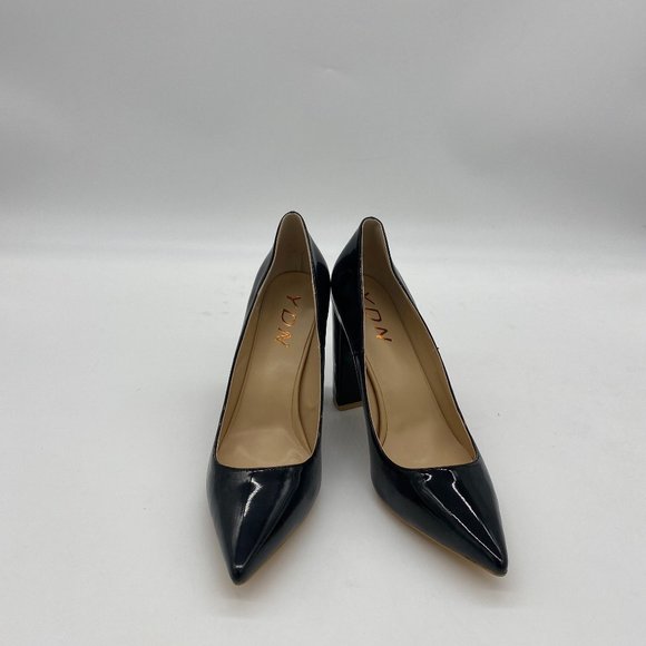 YDN Black Pointed Toe Chunky High Heel Pumps - Picture 2 of 12